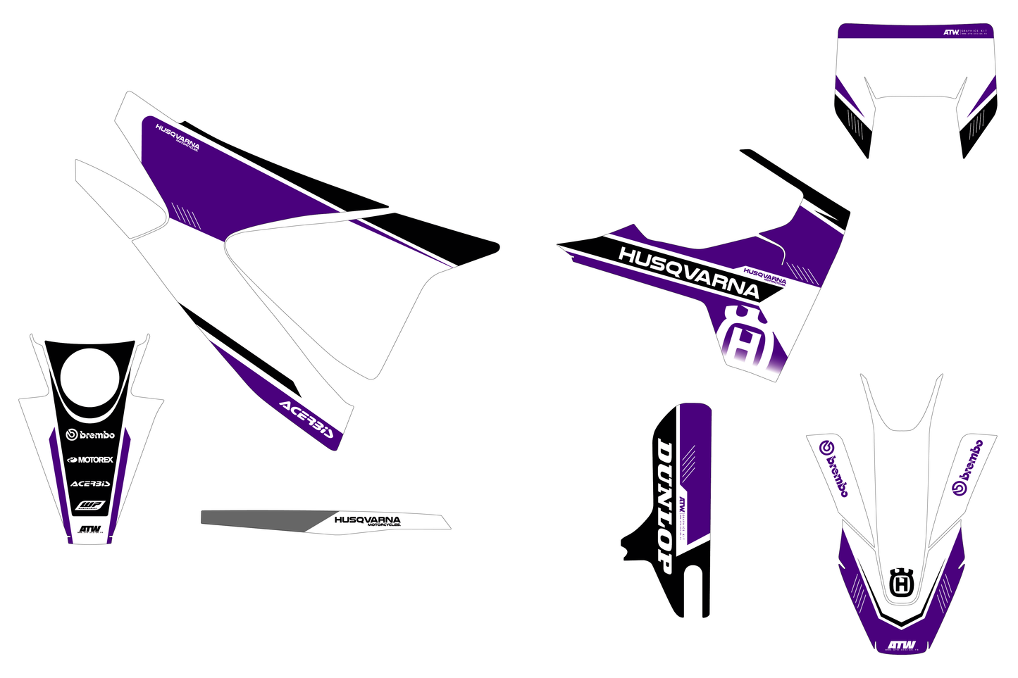 Kit déco motocross “Block” Husqvarna 701 Violet