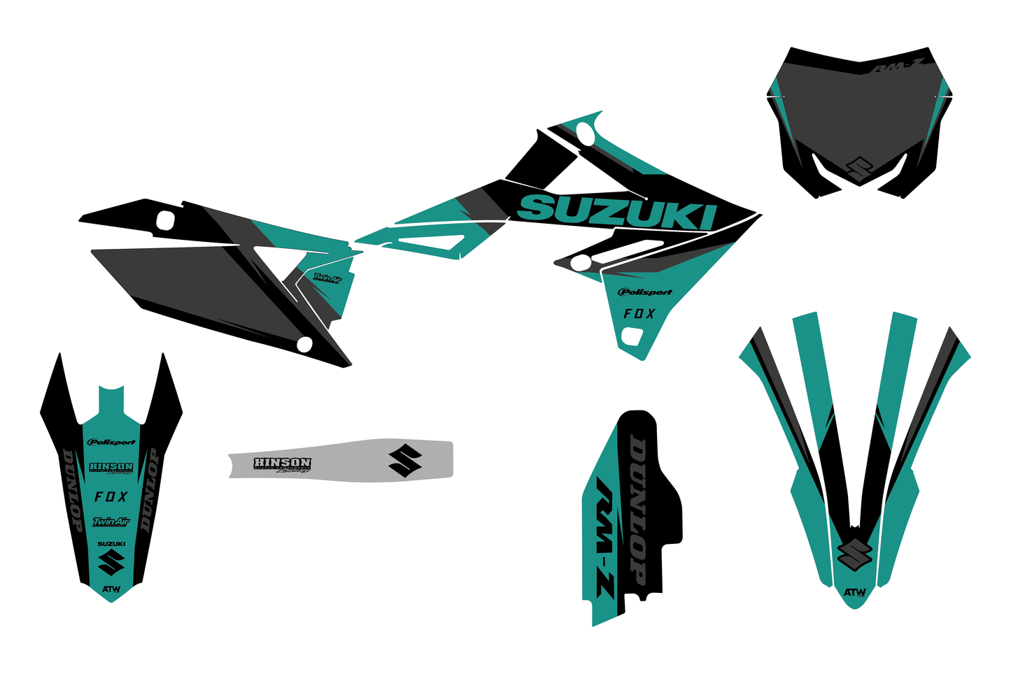 Kit déco motocross “Classic” Suzuki 250 RM-Z Turquoise