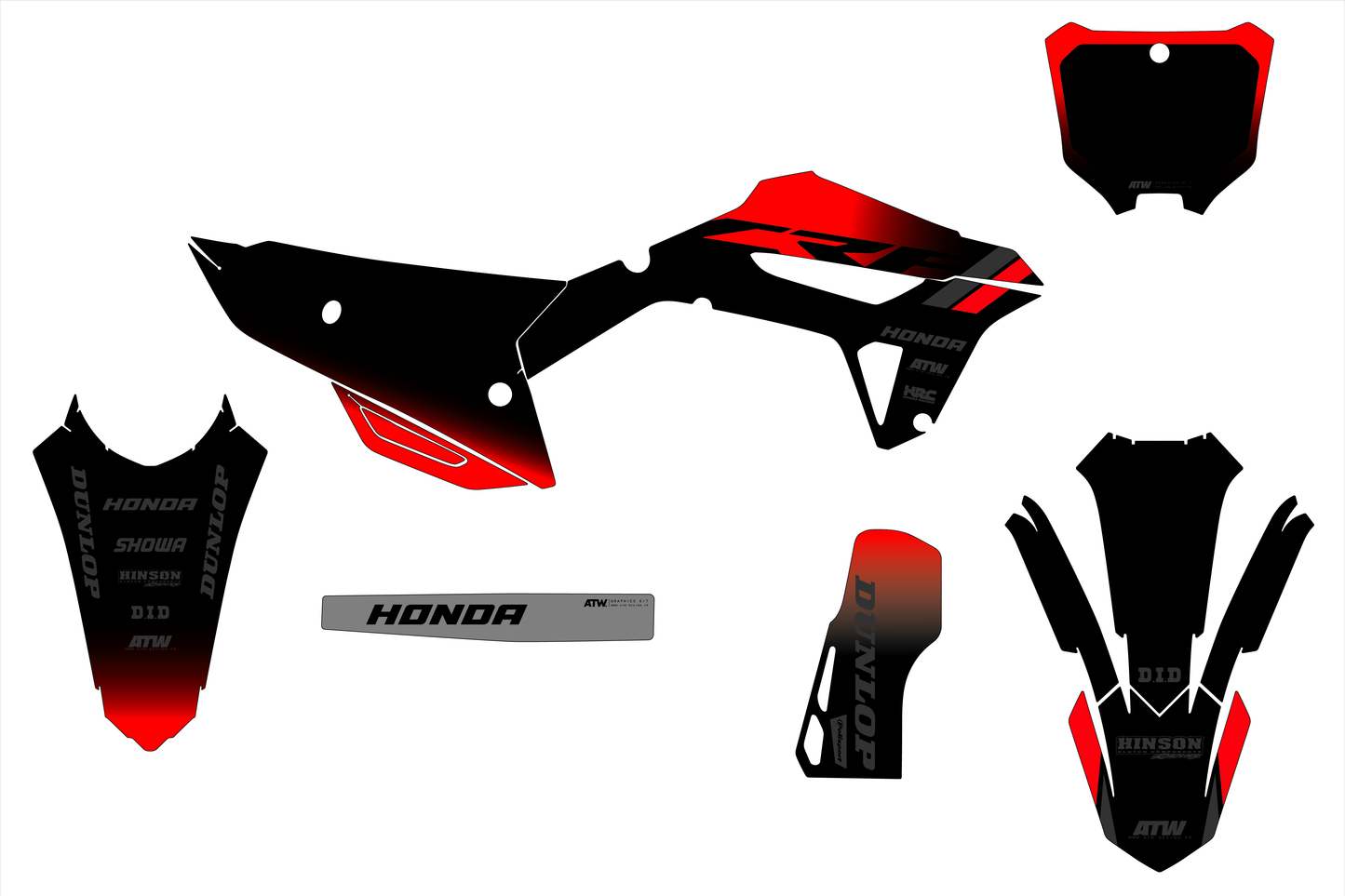 Kit déco motocross “Gradient” Honda CR - CRF Noir