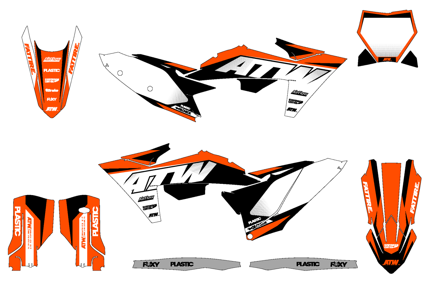 Kit déco Motocross "BIG" Pour KTM EXC-EXCF Blanc