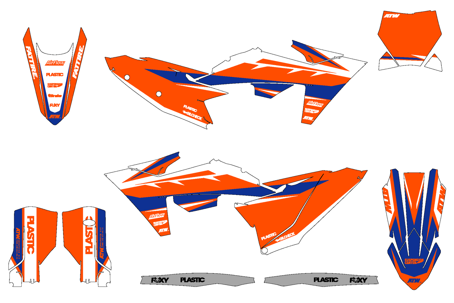 Kit déco Motocross "RIFT" Pour KTM EXC-EXCF Orange